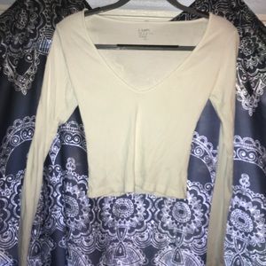 White deep v long sleeve